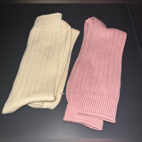 NWOT J.Crew Ribbed cotton-blend socks 2 pairs Natural Cream & Light Pink Rose OS - Picture 3 of 4